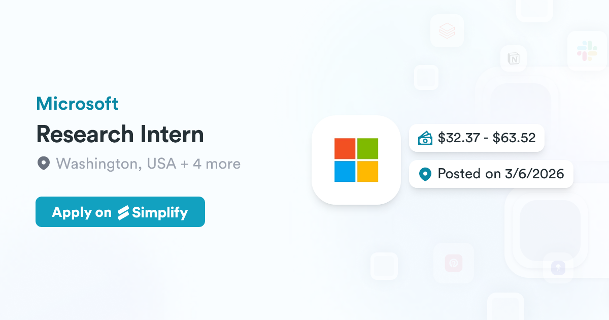 Research Intern Microsoft Simplify Jobs